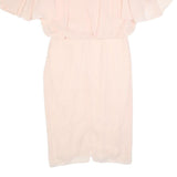 JUSTIN DAVID Womens Cream Fit & Flare Polyester Dress Midi Short Sleeve M