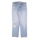 GARRY Mens Jeans Blue Regular Straight Denim Light W33 L32 Button Cotton Blend