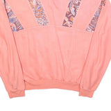 Womens Peach Pullover Sweatshirt L Cotton Blend Abstract Print 1/4 Zip Collar