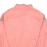 Womens Peach Pullover Sweatshirt L Cotton Blend Abstract Print 1/4 Zip Collar