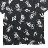 CALVIN KLEIN Mens Black & White Leaf Print Short Sleeve Polo Shirt L Casual