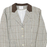 CAPPUCCINI Womens Beige & Brown Check Button Jacket M Wool Blend Tailored