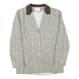 CAPPUCCINI Womens Beige & Brown Check Button Jacket M Wool Blend Tailored
