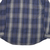 ST JONES Mens Blue Grey Plaid Cotton Blend Shirt XL Casual Comfort