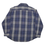 ST JONES Mens Blue Grey Plaid Cotton Blend Shirt XL Casual Comfort