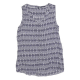 TOMMY HILFIGER Womens Blue Printed Sleeveless Round Neck Top S Polyester Blend