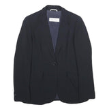 MAX MARA Womens Black Jacket UK 10 Polyester Blend Button Closure Plain Classic