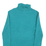 CABLE & GAUGE Womens Teal Plain Jumper Roll Neck Basic Knit L Comfortable Warm