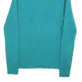 CABLE & GAUGE Womens Teal Plain Jumper Roll Neck Basic Knit L Comfortable Warm
