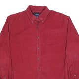 CROFT & BARROW Mens Red Cotton Blend Flannel Shirt L Button Down Pocket