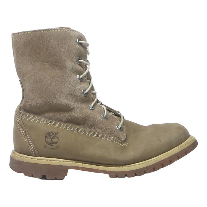 TIMBERLAND Womens Lace-Up Waterproof Leather Boots Beige UK 6.5 Durable Outdoor