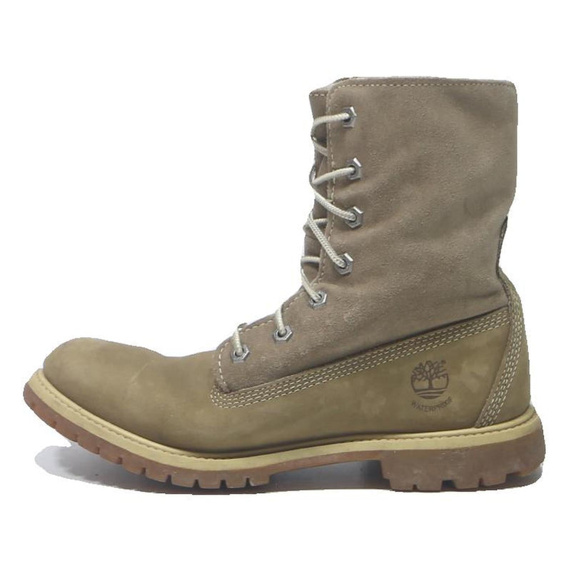 TIMBERLAND Womens Lace-Up Waterproof Leather Boots Beige UK 6.5 Durable Outdoor