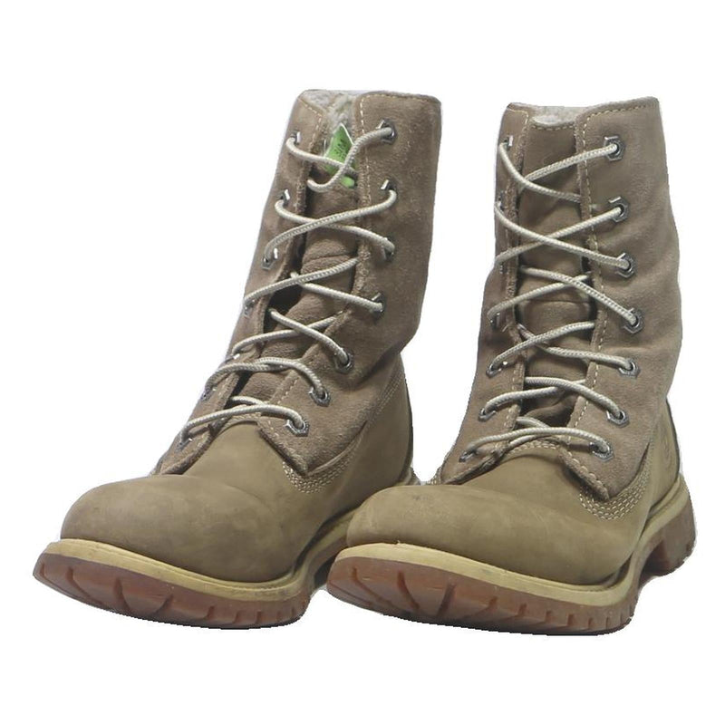 TIMBERLAND Womens Lace-Up Waterproof Leather Boots Beige UK 6.5 Durable Outdoor