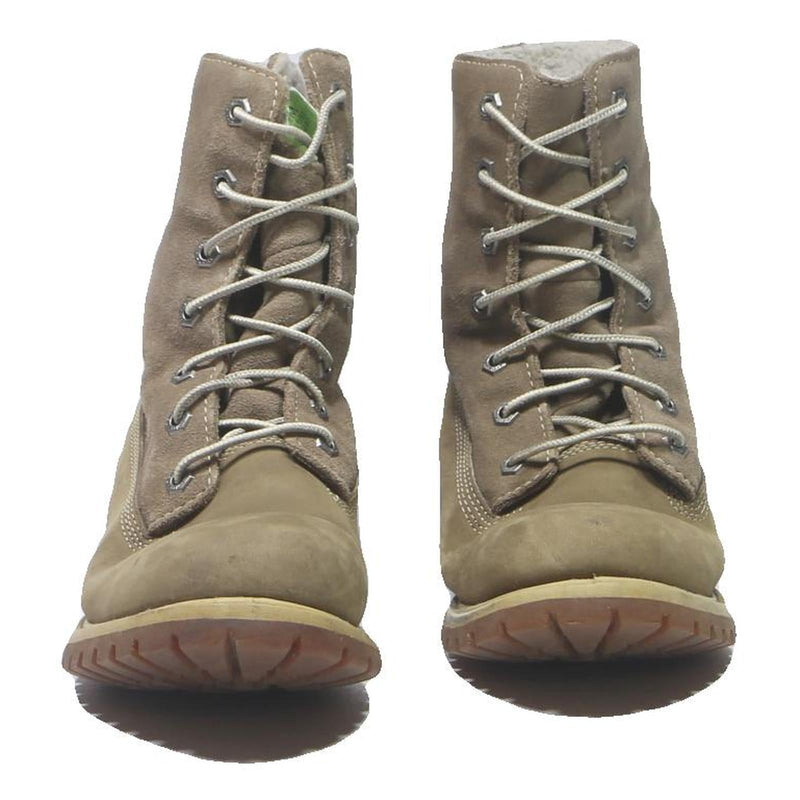 TIMBERLAND Womens Lace-Up Waterproof Leather Boots Beige UK 6.5 Durable Outdoor