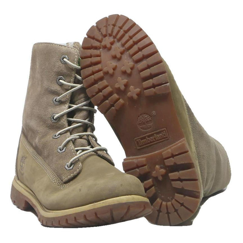 TIMBERLAND Womens Lace-Up Waterproof Leather Boots Beige UK 6.5 Durable Outdoor