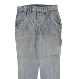 WANG LI Womens Regular Fit Blue Denim Jeans W34 L30 Cotton Blend Zip Pocket