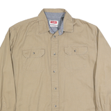WRANGLER Mens Beige Cotton Blend Casual Shirt M Button Pocket Classic Fit