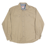 WRANGLER Mens Beige Cotton Blend Casual Shirt M Button Pocket Classic Fit