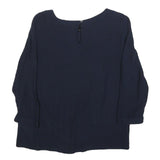 WHITE STUFF Womens Navy Embellished Long Sleeve Round Neck Top UK 10 Viscose