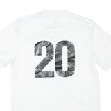 ADIDAS Mens White Plain Soccer T-Shirt M Short Sleeve V-Neck Football Number