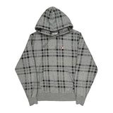 Champion Checked Hoodie - Large Grey Cotton