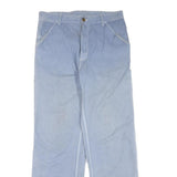 CARHARTT Mens Cotton Blend Blue Regular Straight Trousers W32 L32 Workwear Zip