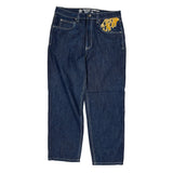 Dragon Embroidery Ninth Hall Jeans - 34W 29L Blue Cotton