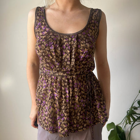 Liu Jo Floral Cami Top - Medium Brown Viscose