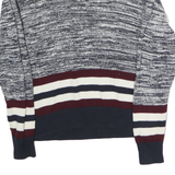 TOMMY HILFIGER Womens Blue & White Patterned Roll Neck Chunky Knit Jumper M