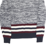 TOMMY HILFIGER Womens Blue & White Patterned Roll Neck Chunky Knit Jumper M