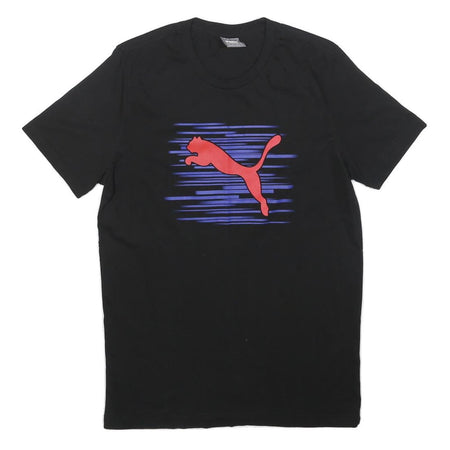 PUMA Mens Black Red Graphic T-Shirt M Short Sleeve Crew Neck Cotton Casual