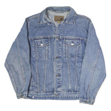 PORT & COMPANY Mens Blue Denim Jacket L Cotton Button Closure Relaxed Fit