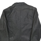 Womens Black Leather Button Jacket M Woven Casual Stylish Outerwear