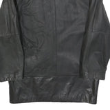 Womens Black Leather Button Jacket M Woven Casual Stylish Outerwear