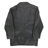 Womens Black Leather Button Jacket M Woven Casual Stylish Outerwear