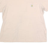 CARHARTT Womens Cream & Yellow Pocket T-Shirt XL Short Sleeve Crew Neck Cotton