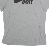 NIKE Mens Grey Just Do It Graphic T-Shirt L Short Sleeve Crew Neck Cotton Casual
