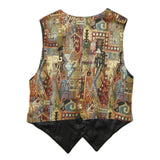 Womens Multicolour Button Jacket L Woven Patterned Waistcoat Stylish Elegant