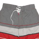 NHL Mens Shorts Red & Grey Striped L W30 Polyester Sports Swimwear