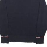 TOMMY HILFIGER Mens Navy Plain Cotton Crew Neck Jumper L Smart Casual Knitwear