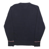 TOMMY HILFIGER Mens Navy Plain Cotton Crew Neck Jumper L Smart Casual Knitwear