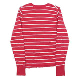ESPRIT Womens Red & White Patterned V-Neck Basic Knit Jumper S Striped Cotton