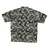 OP SPORT Mens Black & Cream Leaf Print Shirt 2XL Cotton Blend Short Sleeve