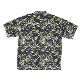 OP SPORT Mens Black & Cream Leaf Print Shirt 2XL Cotton Blend Short Sleeve
