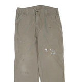 CARHARTT Mens Cotton Blend Beige Regular Straight Trousers W36 L32 Workwear Zip