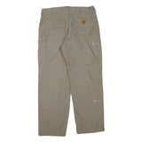 CARHARTT Mens Cotton Blend Beige Regular Straight Trousers W36 L32 Workwear Zip