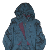FORECASTER Womens Blue & Burgundy Hooded Jacket XS Polyester Blend Zip Outdoor