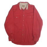 FADED GLORY Mens Red Shirt L Button Cotton Double Pocket Casual Workwear