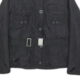 MARLBORO Womens Black Outdoor Jacket M Synthetic Woven Plain Tailored Button