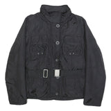 MARLBORO Womens Black Outdoor Jacket M Synthetic Woven Plain Tailored Button